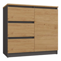 KOMODA 1D3S SZAFKA 1 DRZWI 3 SZUFLADY ANTRACYT DĄB ARTISAN