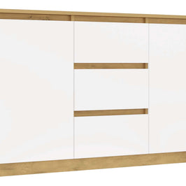 KOMODA 2D3S 120 DRZWI SZUFLADY DĄB ARTISAN BIAŁY