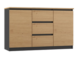 KOMODA 2D3S 120 DRZWI SZUFLADY ANTRACYT BLAT DĄB ARTISAN