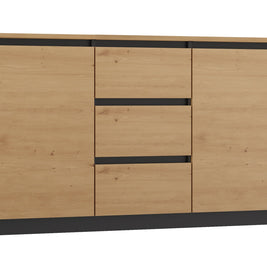 KOMODA 2D3S 120 DRZWI SZUFLADY ANTRACYT BLAT DĄB ARTISAN