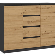 KOMODA SZAFKA 2D4S 120 - ANTRACYT / DĄB ARTISAN