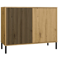 Komoda Front Ryflowany Szafka KAMARO 2D Slim / Gładki DĄB ARTISAN Lamele