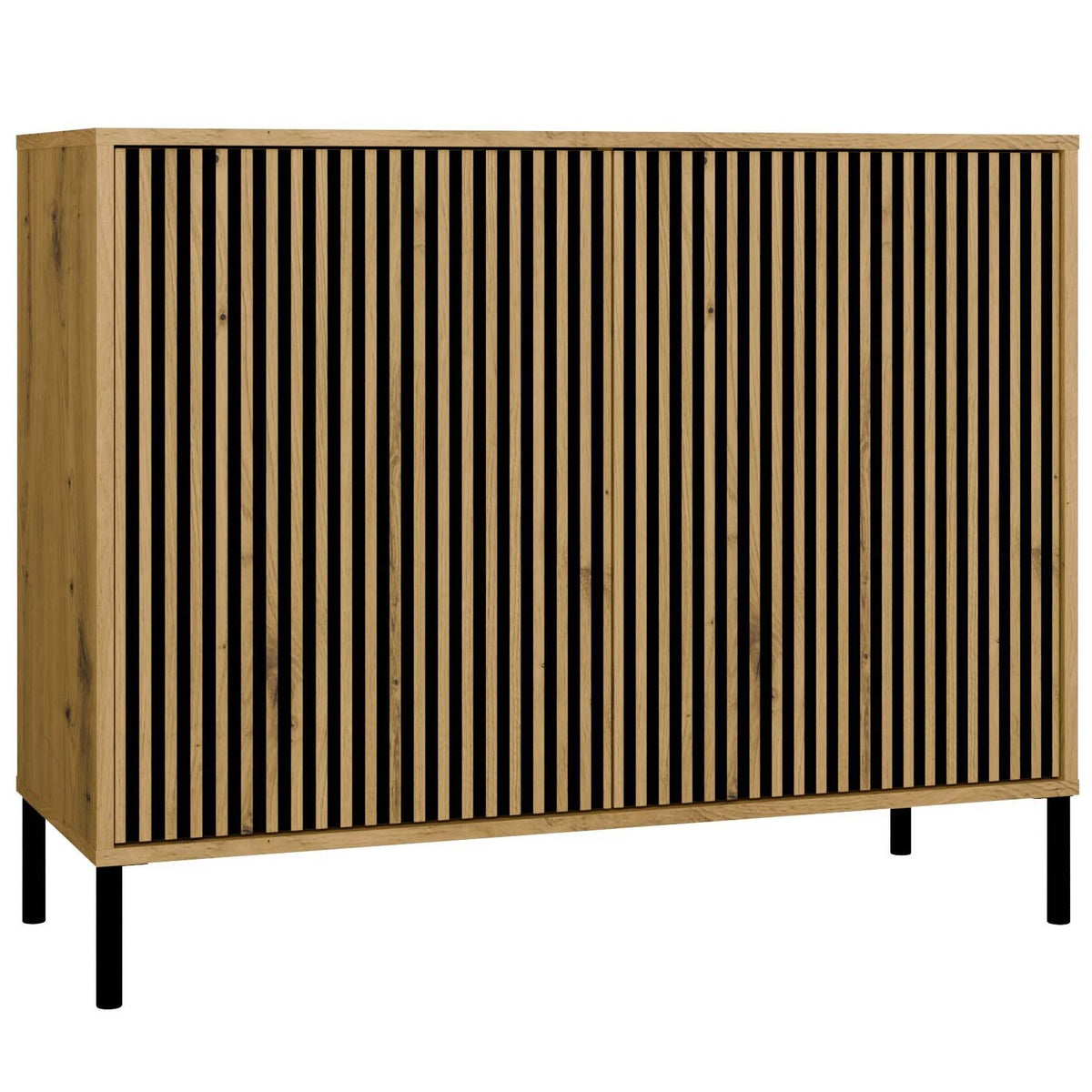 COMMODE KAMARO 2D SLIM — Chêne Artisan / Fronts Cannelés (Lamelles)