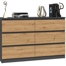 KOMODA MALWA M6 120 - ANTRACYT / DĄB ARTISAN