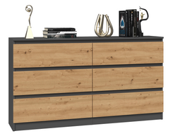 KOMODA MALWA M6 140 - ANTRACYT / DĄB ARTISAN