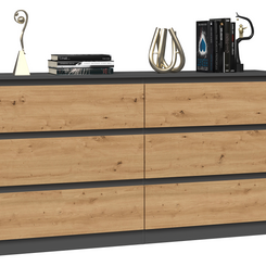 KOMODA MALWA M6 140 - ANTRACYT / DĄB ARTISAN