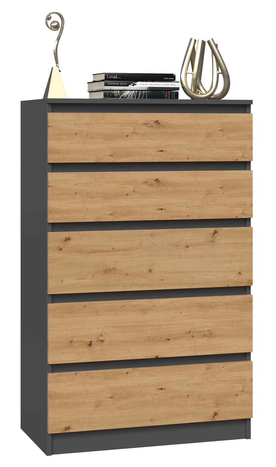 KOMODA SZAFKA 5 SZUFLAD M5 ANTRACYT / ARTISAN