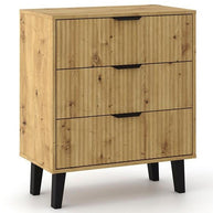 KOMODA SCANDI 3S SLIM 3 SZUFLADY RYFLOWANE FRONTY DĄB ARTISAN