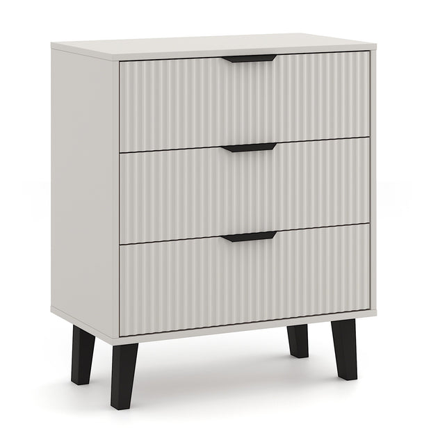 KOMODA SCANDI 3S SLIM 3 SZUFLADY RYFLOWANE FRONTY KASZMIR BEŻ