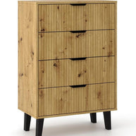 KOMODA SCANDI 4S SLIM 4 SZUFLADY RYFLOWANE FRONTY DĄB ARTISAN