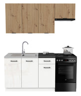 KUCHNIA VARIO 170CM RYFLOWANY ARTISAN/BIAŁY AKRYL POŁYSK C10/BLAT DISTRICT BEZ AGD
