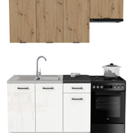 KUCHNIA VARIO 170CM RYFLOWANY ARTISAN/BIAŁY AKRYL POŁYSK C10/BLAT DISTRICT Z AGD