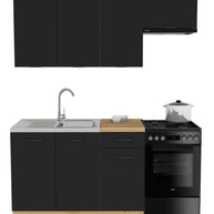 KUCHNIA VARIO 170CM RYFLOWANY CZARNY/CZARNY C10/BLAT EVOKE BEZ AGD