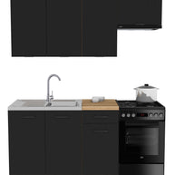 KUCHNIA VARIO 170CM RYFLOWANY CZARNY/CZARNY C10/BLAT EVOKE Z AGD