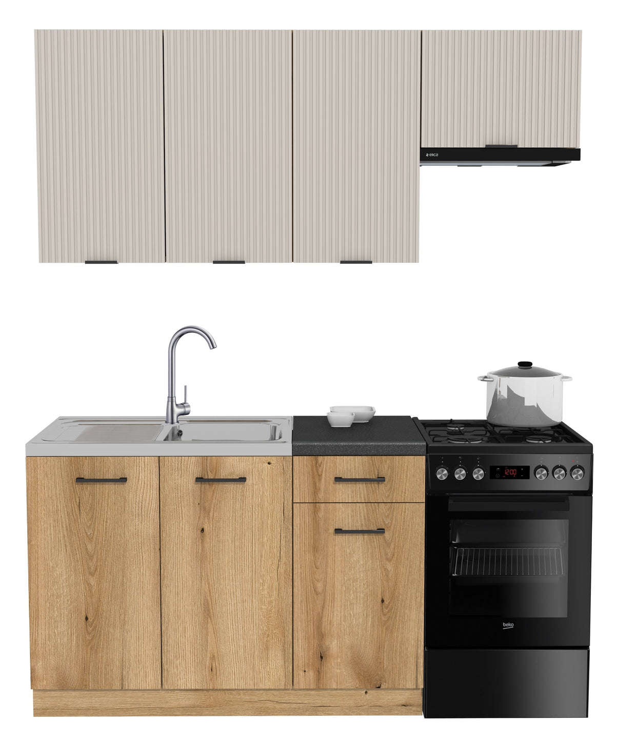 KUCHNIA VARIO 170CM RYFLOWANY KASZMIR/EVOKE C10/BLAT DISTRICT BEZ AGD