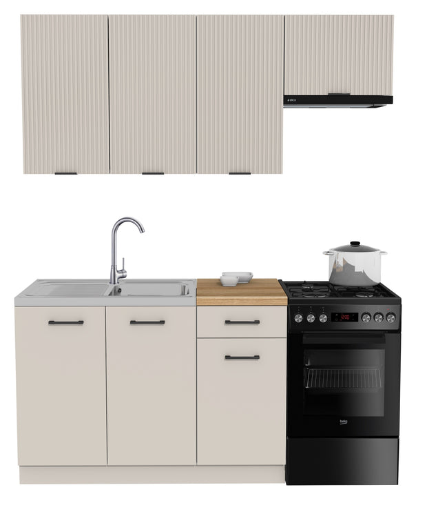 KUCHNIA VARIO 170CM RYFLOWANY KASZMIR/KASZMIR C10/BLAT EVOKE Z AGD