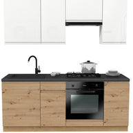 KUCHNIA VARIO 200CM BIAŁY AKRYL POŁYSK/ARTISAN C10/BLAT DISTRICT BEZ AGD