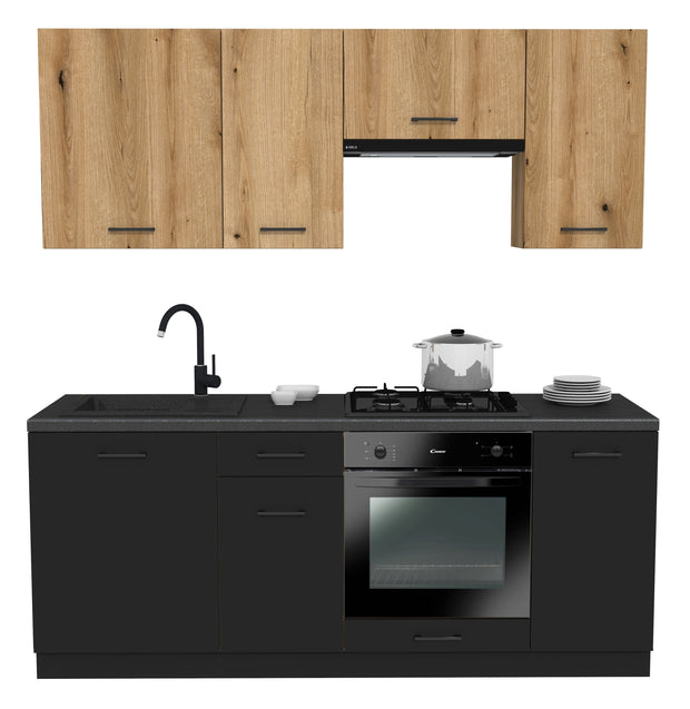 KUCHNIA VARIO 200CM EVOKE/CZARNY C10/BLAT DISTRICT Z AGD