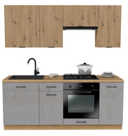 KUCHNIA VARIO 200CM RYFLOWANY ARTISAN/SZARY AKRYL POŁYSK C10/BLAT EVOKE BEZ AGD