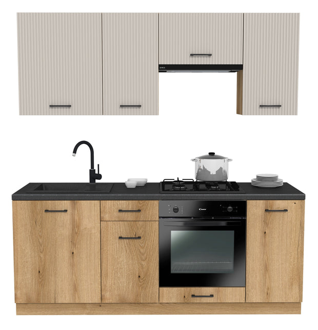 KUCHNIA VARIO 200CM RYFLOWANY KASZMIR/EVOKE C10/BLAT DISTRICT Z AGD