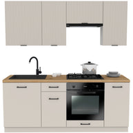 KUCHNIA VARIO 200CM RYFLOWANY KASZMIR/KASZMIR C10/BLAT EVOKE BEZ AGD