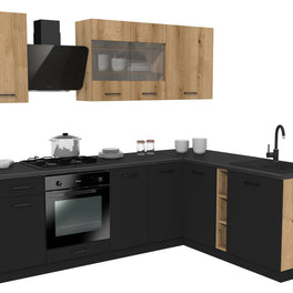 KUCHNIA VARIO 240X180CM EVOKE/CZARNY C10/BLAT DISTRICT BEZ AGD