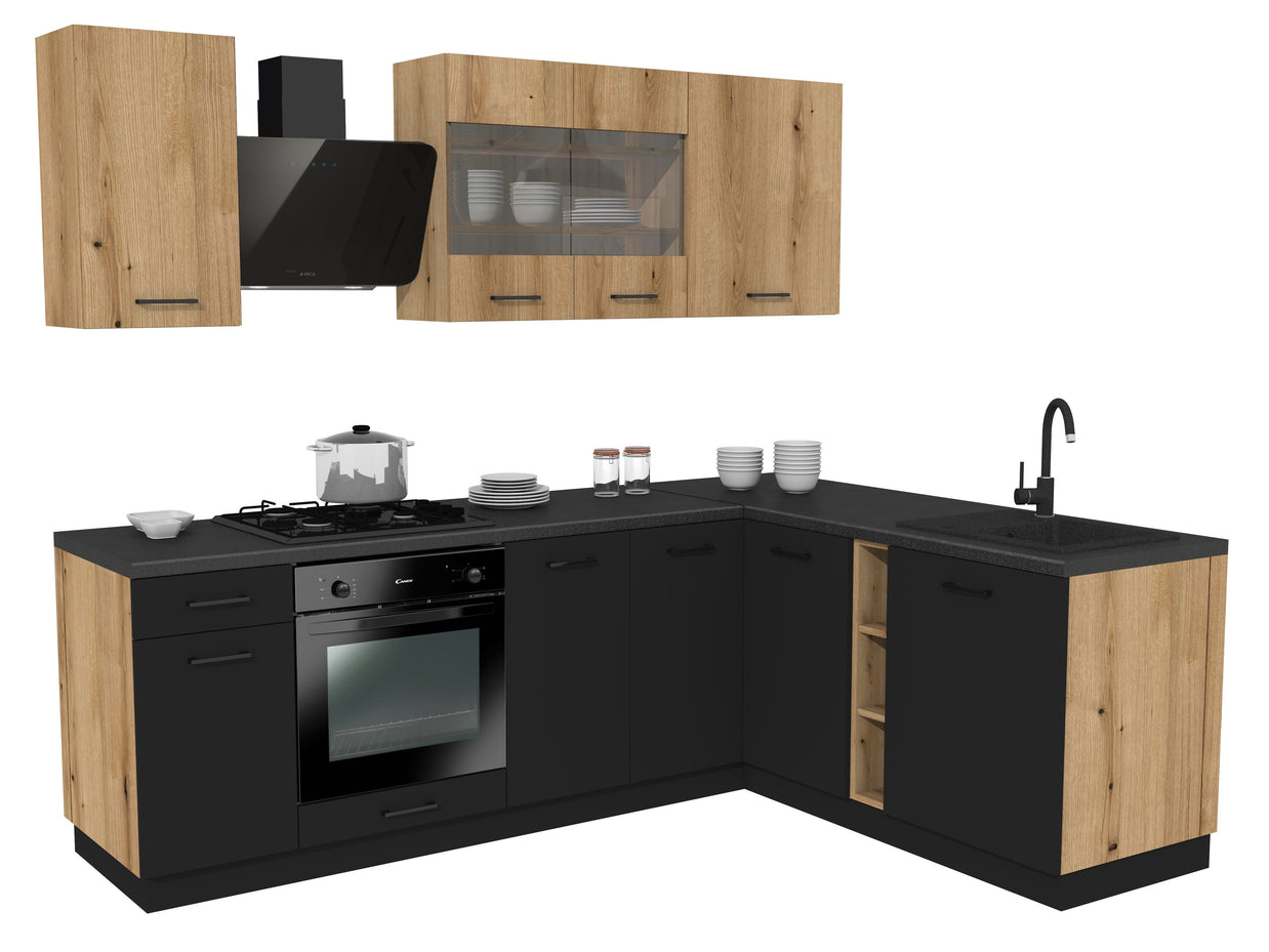 KUCHNIA VARIO 240X180CM EVOKE/CZARNY C10/BLAT DISTRICT Z AGD