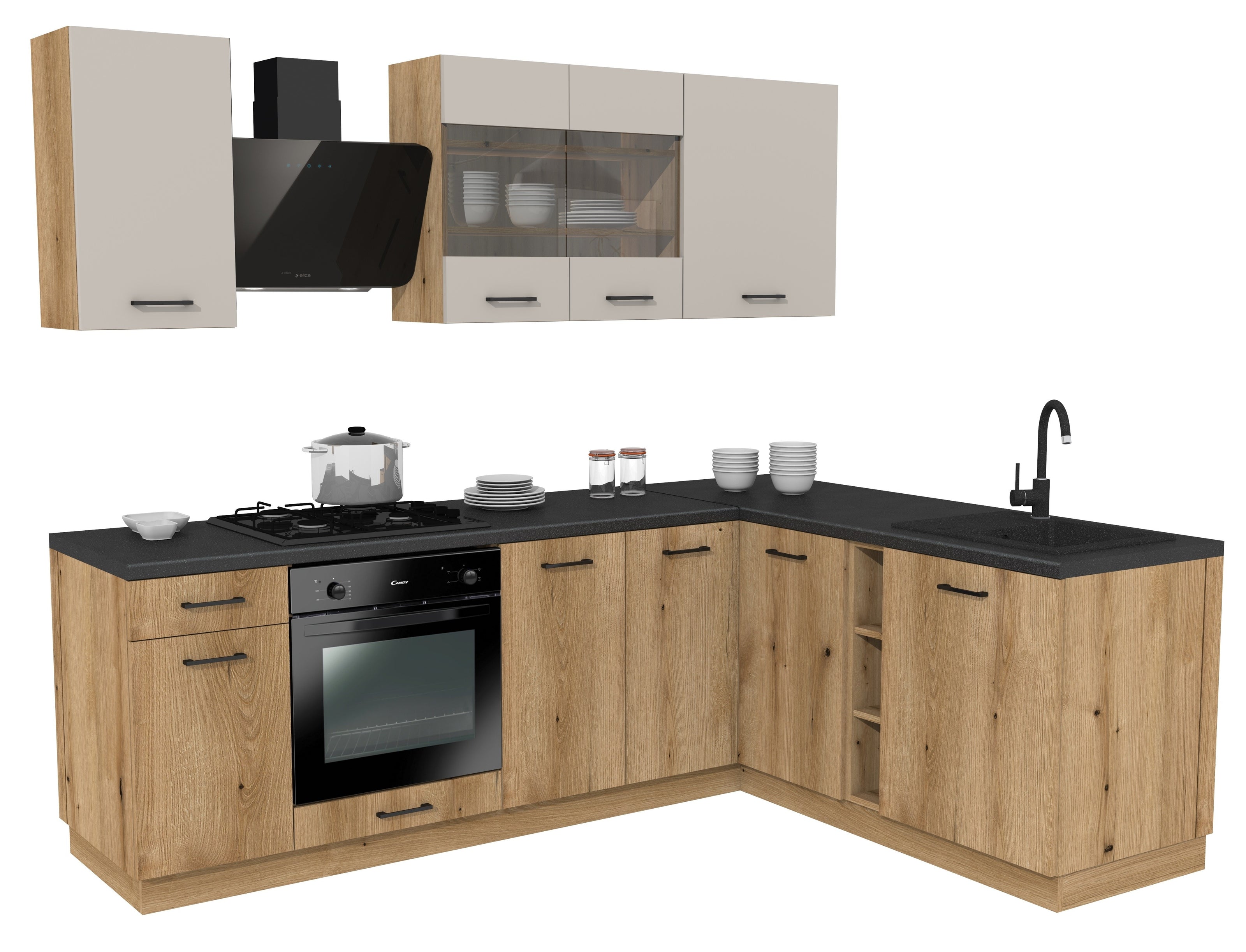 KUCHNIA VARIO 240X180CM KASZMIR/EVOKE C10/BLAT DISTRICT Z AGD