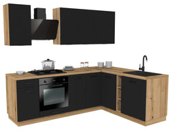 KUCHNIA VARIO 240X180CM RYFLOWANY CZARNY/CZARNY C10/BLAT EVOKE BEZ AGD
