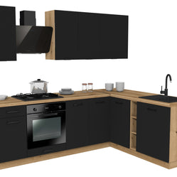 KUCHNIA VARIO 240X180CM RYFLOWANY CZARNY/CZARNY C10/BLAT EVOKE Z AGD
