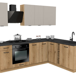 KUCHNIA VARIO 240X180CM RYFLOWANY KASZMIR/EVOKE C10/BLAT DISTRICT BEZ AGD
