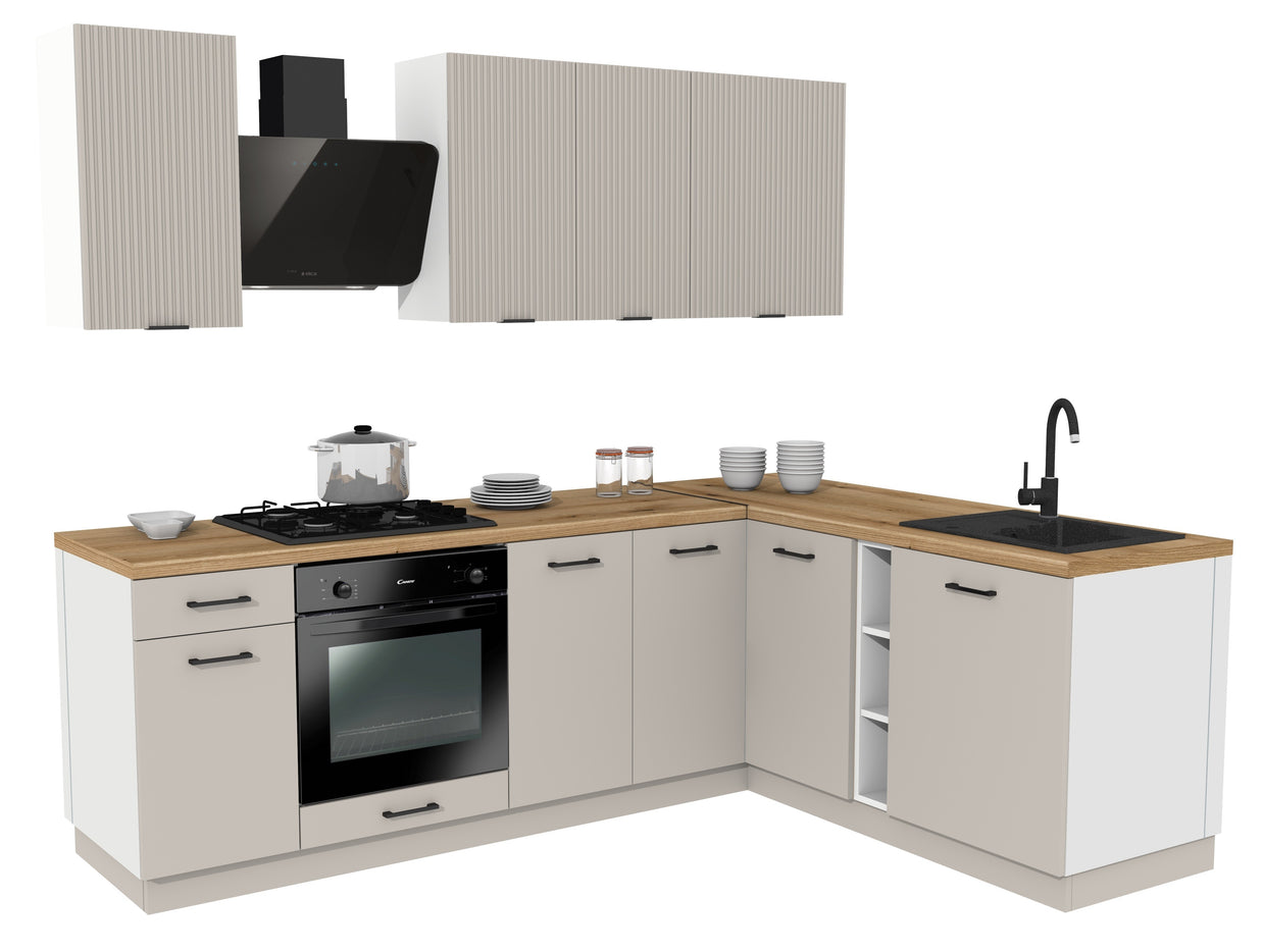 KUCHNIA VARIO 240X180CM RYFLOWANY KASZMIR/KASZMIR C10/BLAT EVOKE BEZ AGD
