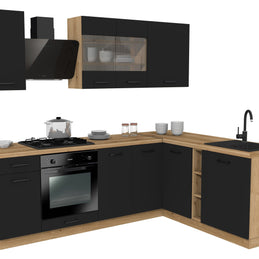 KUCHNIA VARIO 240X180CM Z3 CZARNY BLAT DĄB EVOKE BEZ AGD
