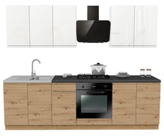 KUCHNIA VARIO 260CM BIAŁY AKRYL POŁYSK/ARTISAN C10/BLAT DISTRICT BEZ AGD