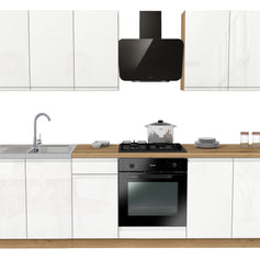 KUCHNIA VARIO 260CM BIAŁY AKRYL POŁYSK/BIAŁY AKRYL POŁYSK C10 EVOKE/BLAT EVOKE BEZ AGD