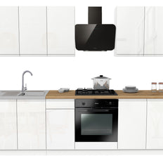 KUCHNIA VARIO 260CM BIAŁY AKRYL POŁYSK/BIAŁY AKRYL POŁYSK C10/BLAT EVOKE BEZ AGD