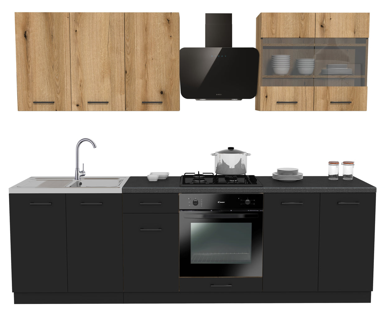 KUCHNIA VARIO 260CM EVOKE/CZARNY C10/BLAT DISTRICT Z AGD