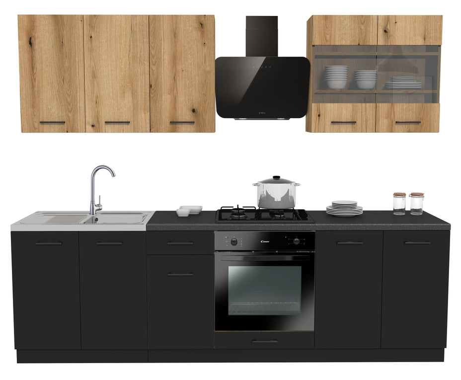 KUCHNIA VARIO 260CM EVOKE/CZARNY C10/BLAT DISTRICT Z AGD