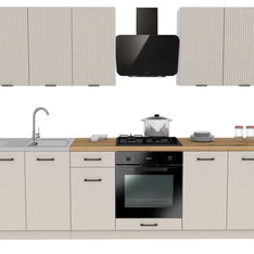 KUCHNIA VARIO 260CM RYFLOWANY KASZMIR/KASZMIR C10/BLAT EVOKE BEZ AGD