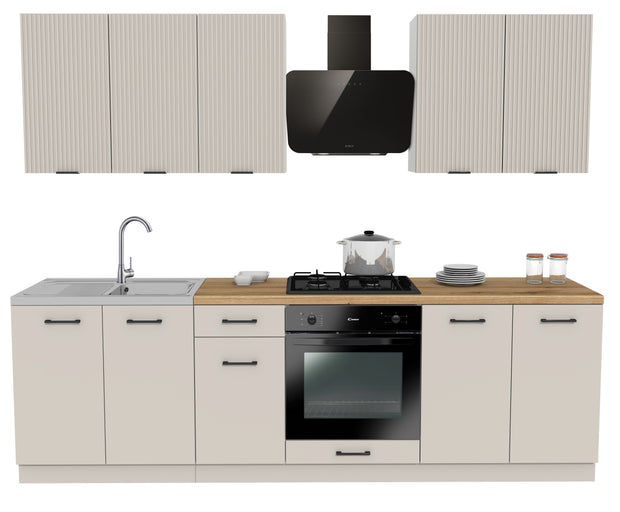 KUCHNIA VARIO 260CM RYFLOWANY KASZMIR/KASZMIR C10/BLAT EVOKE BEZ AGD