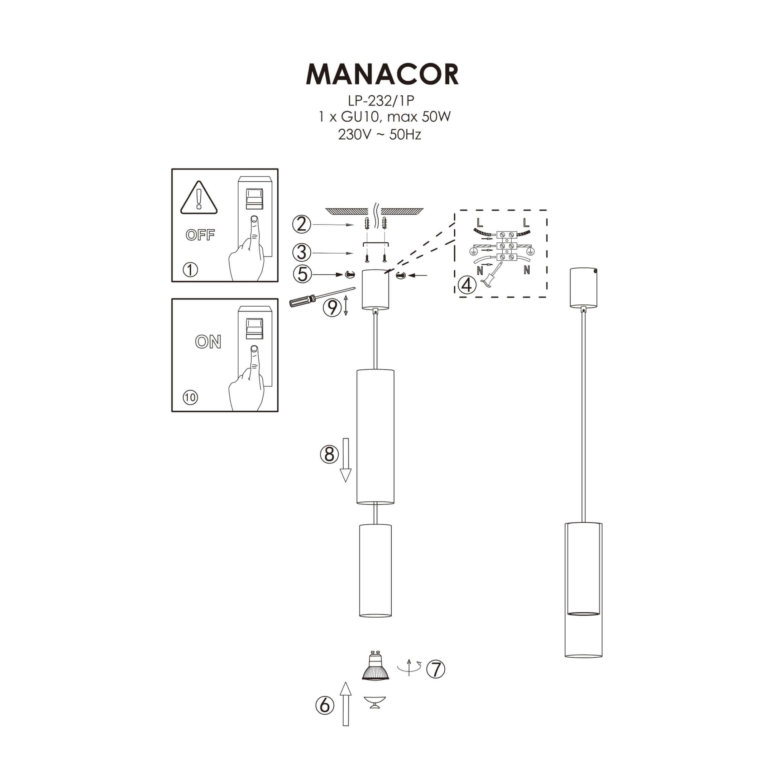 Lampa wisząca Manacor biała 1xGU10 - lampa-wiszaca-manacor-1xgu10-biala-lp-2321p-wh-light-prestige-4.jpg