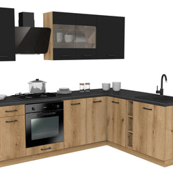 MEBLE KUCHENNE ZESTAW VARIO 240X180CM Z4 CZARNY/EVOKE BLAT DISTRICT BEZ AGD