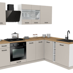 MEBLE KUCHENNE ZESTAW VARIO Z1 240x180CM KASZMIR BLAT DĄB EVOKE BEZ AGD
