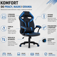 FOTEL OBROTOWY GAMINGOWY KRZESŁO DRIFT NIEBIESKI