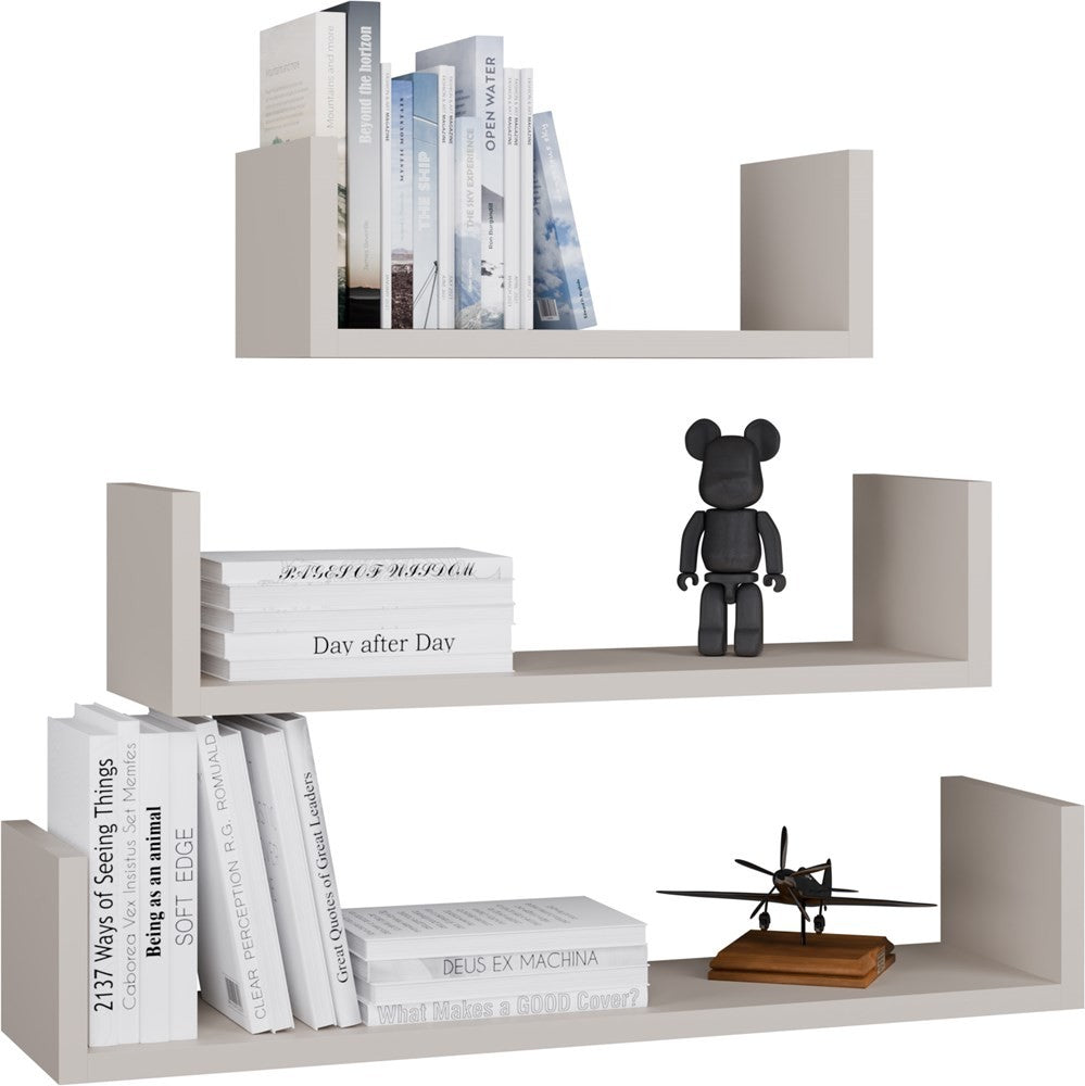 Półka Wisząca MOBI 3P Komplet 3x – Nowoczesne Półki Ścienne KASZMIR BEŻ