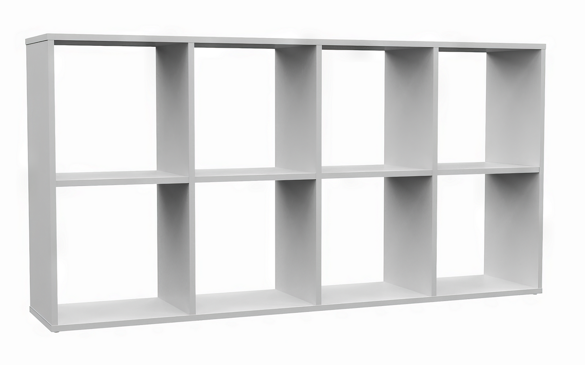 Étagère à casiers MALAX 2x4 — Blanc mat, 147x75x30 cm, 8 compartiments