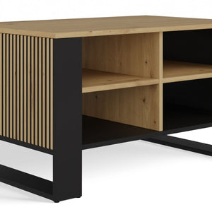 STOLIK KAWOWY ŁAWA MODERN 4P SLIM DĄB ARTISAN CZERŃ FREZY