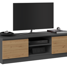 STOLIK SZAFKA RTV 120 - ANTRACYT / DĄB ARTISAN