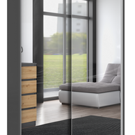 SZAFA PRZESUWNA IGA 120 CM DRZWI 2 LUSTRA ANTRACYT / DĄB ARTISAN