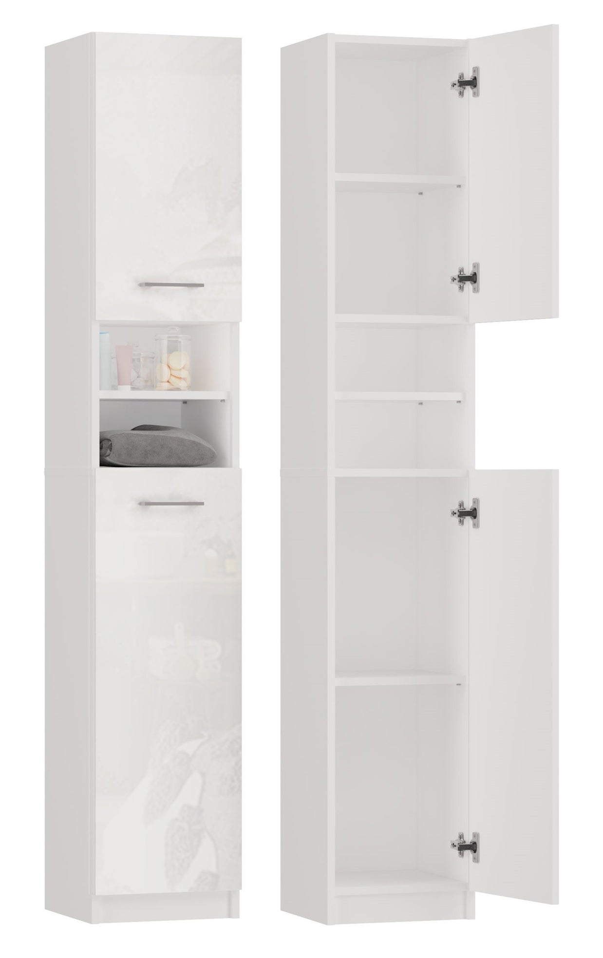 SZAFKA ŁAZIENKOWA MARBELA 32CM REGAŁ SŁUPEK BIEL POŁYSK